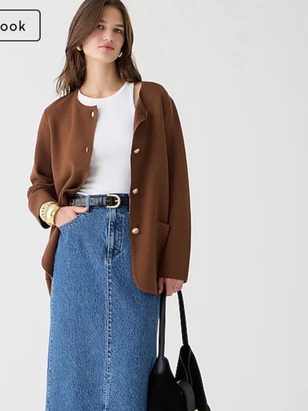 J. Crew Women's Chestnut Brown Crewneck Button Cardigan